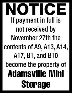Adamsville Mini Storage-Notice