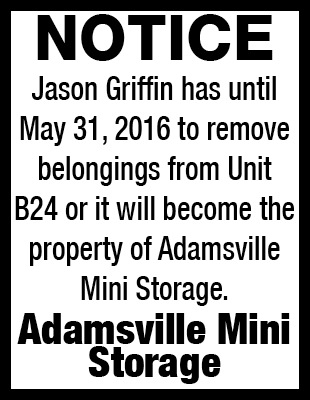 Adamsville Mini Storage-Notice