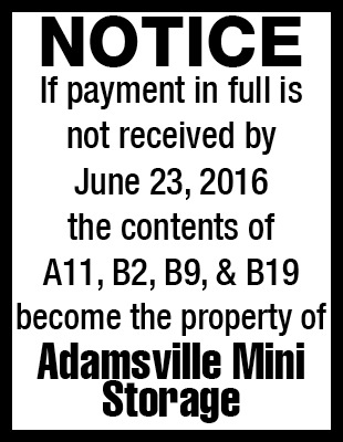 Adamsville Mini Storage-Notice