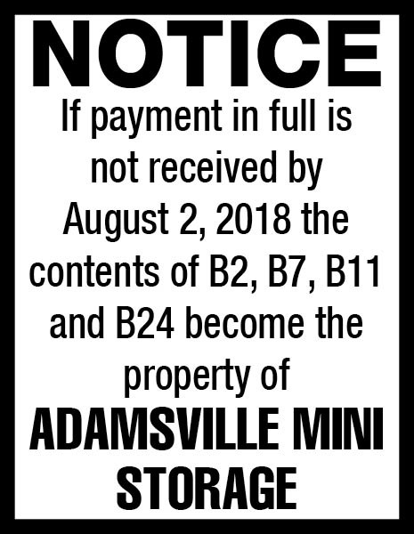 Adamsville Mini Storage-Notice