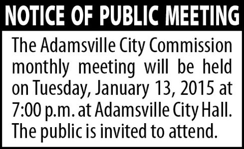 City of Adamsville Commission Meeting