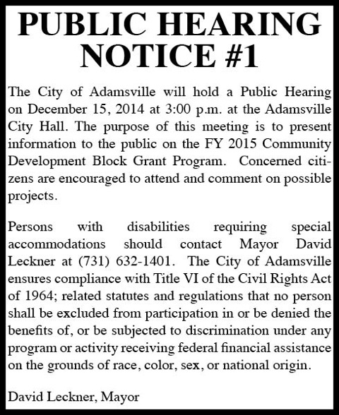 City of Adamsville-Hearing