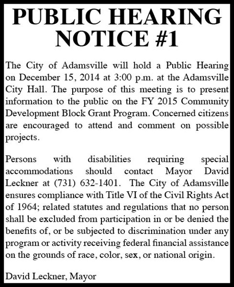 City of Adamsville-Hearing