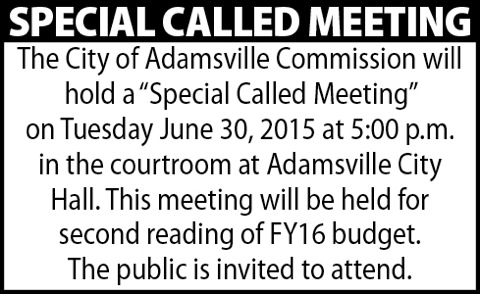 City of Adamsville-Special Meeting