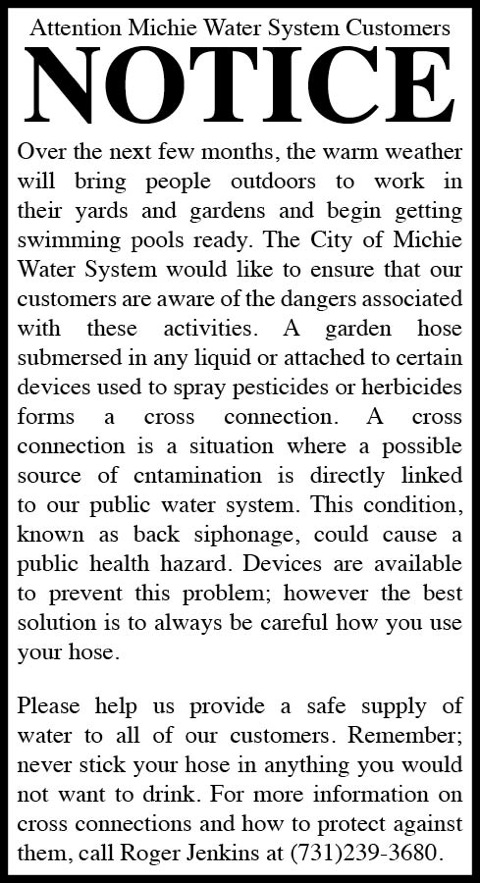 City of Michie-Water Notice