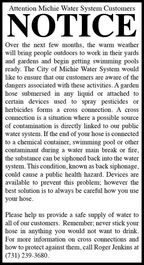 City of Michie-Water Notice