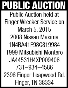 FINGER WRECKER SERVICE AUCTION