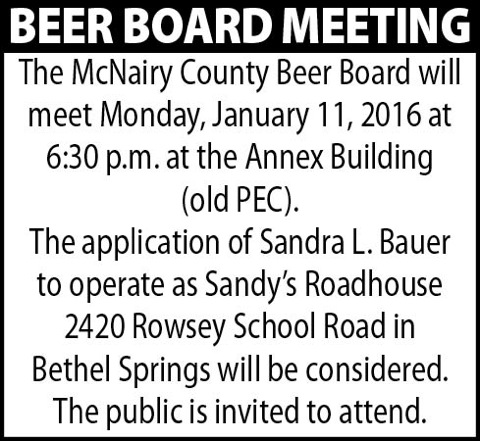 McNairy Co Clerk-Beer Board