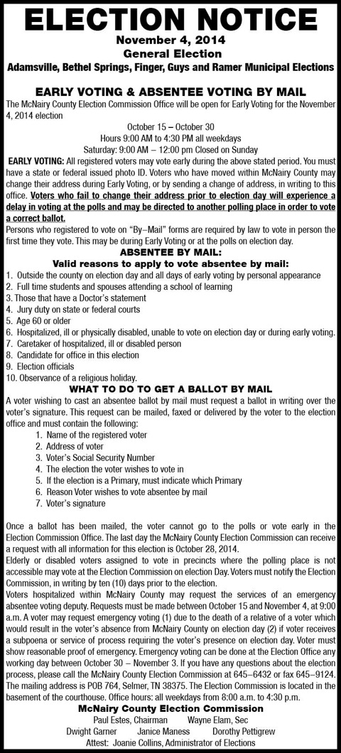 McNairy Co. Election-Election Notice