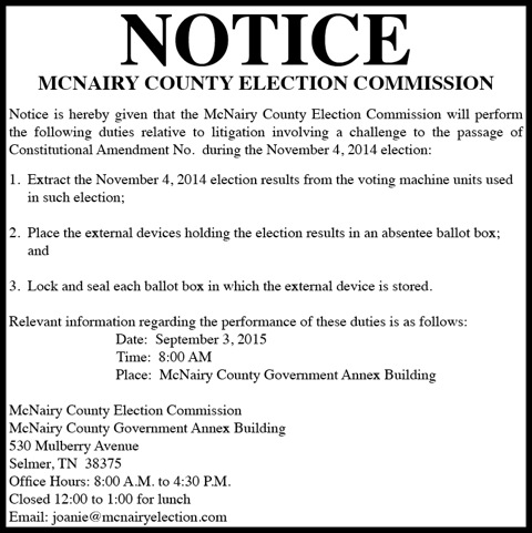 McNairy Co. Election Notice