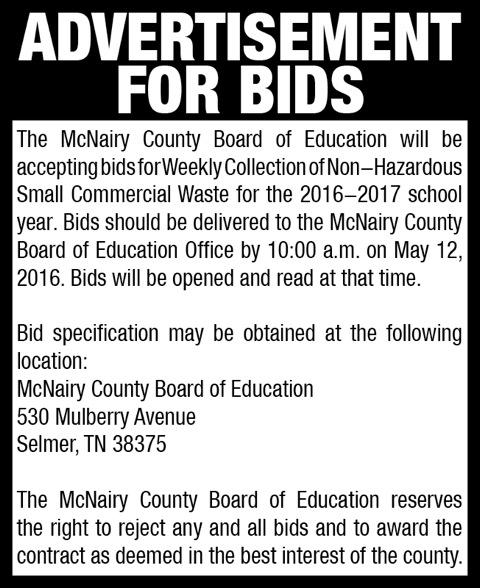 McNairy County BOE-Comm. Waste