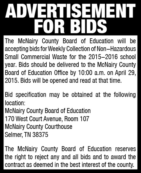 McNairy County BOE-Comm. Waste