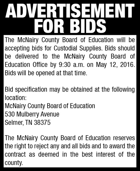 McNairy County BOE-Custodial Supplies
