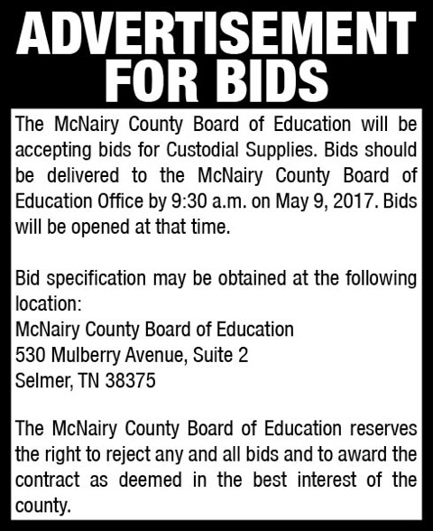 McNairy County BOE-Custodial Supplies