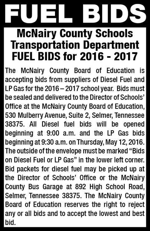 McNairy County BOE-Fuel Bids