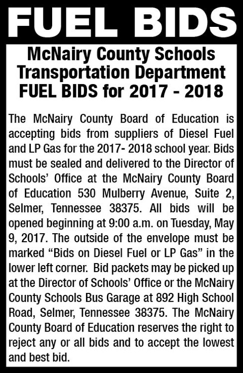 McNairy County BOE-Fuel Bids