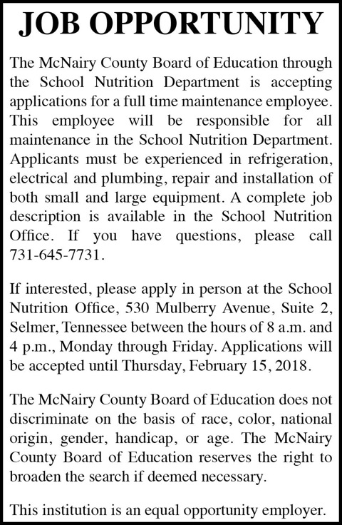 McNairy County BOE-Job