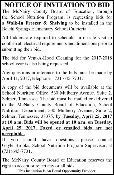 McNairy County BOE Nutrition-Bid