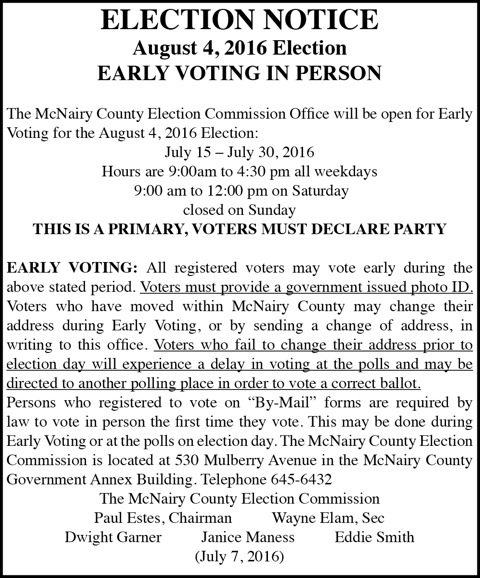 McNairy County Election-Early Voting