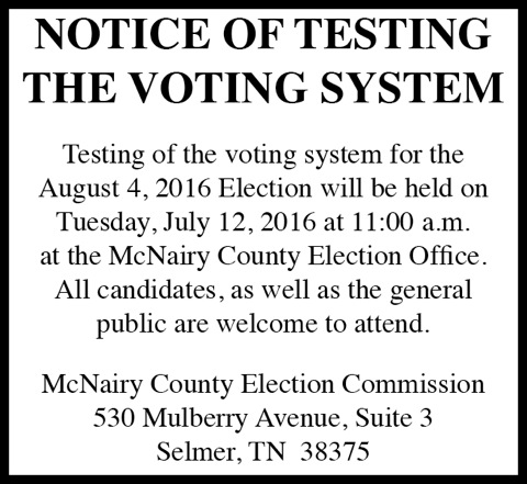 McNairy County Election-Testing