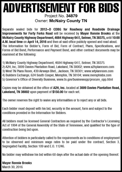 McNairy County Highway Dept-Bids