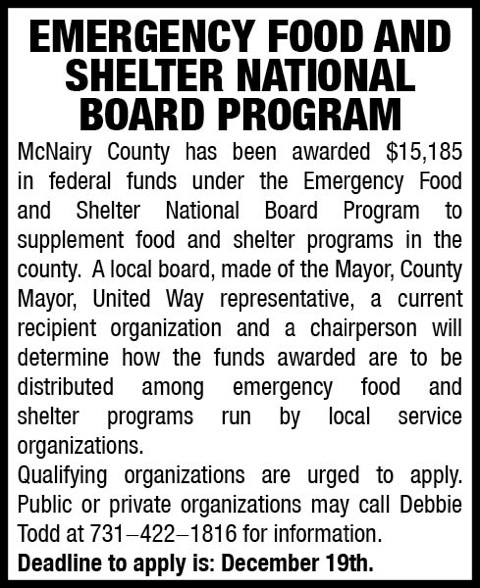 McNairy County Mayor-Emergency Food