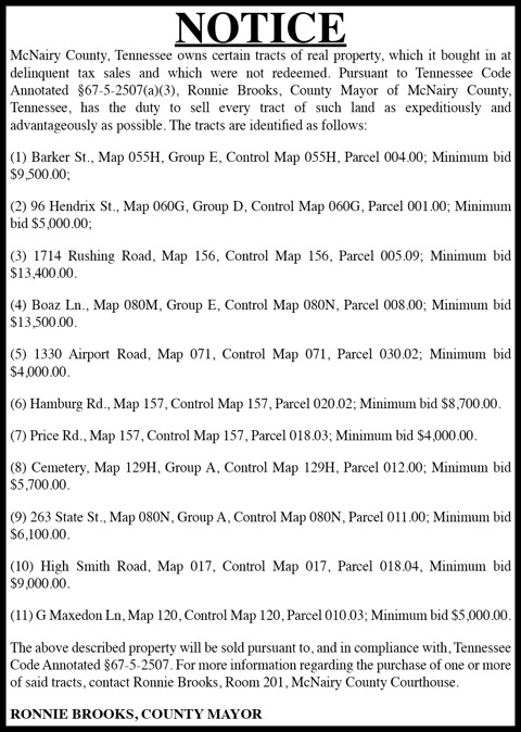 McNairy County Mayor-Notice