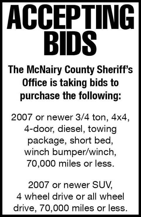 McNairy County Sheriff&#39;s Dept.-Bids