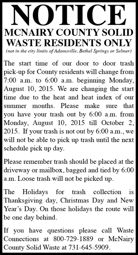 McNairy County Solid Waste-Notice
