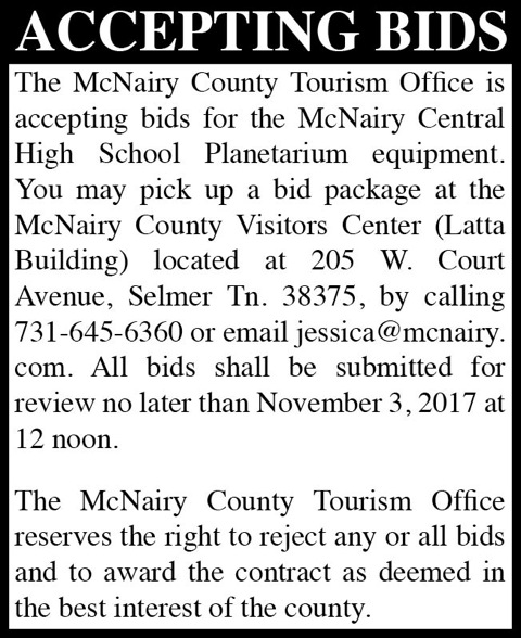 McNairy County Tourism-Bids