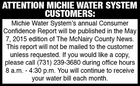 Michie Water Department-Notice
