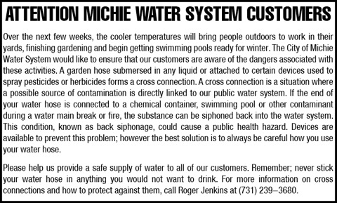 Michie Water Dept-Attention