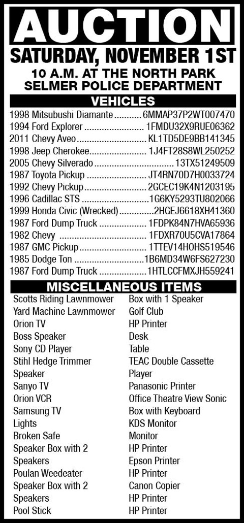 Selmer Police Department-Auction