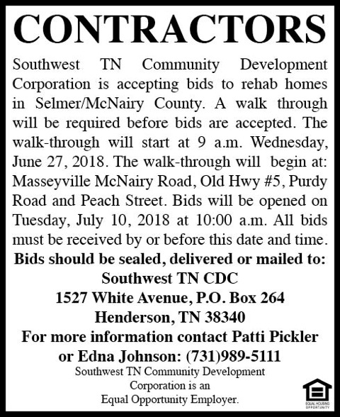 Southwest TN CDC-Contractors Notice