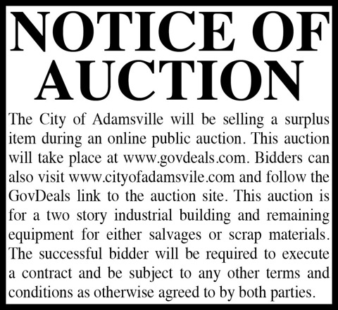 Town of Adamsville-Auction