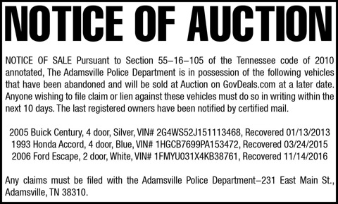 Town of Adamsville-Auction