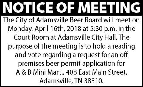 Town of Adamsville-Beer Board
