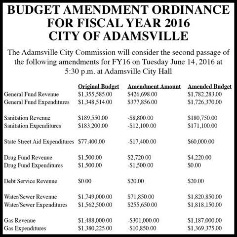 Town of Adamsville-Budget