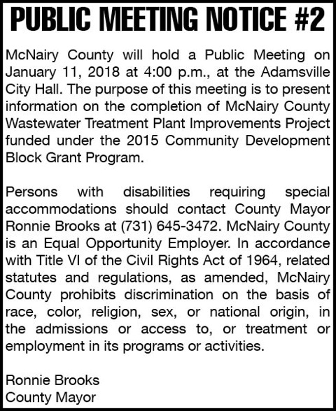 Town of Adamsville-Notice 2