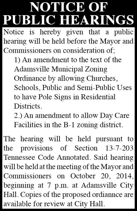 Town of Adamsville-Public Hearing