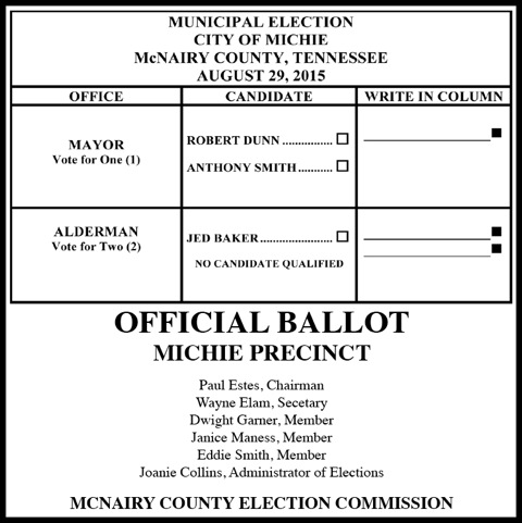 Town of Michie-Official Ballot