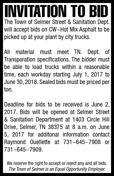 Town of Selmer-Bids
