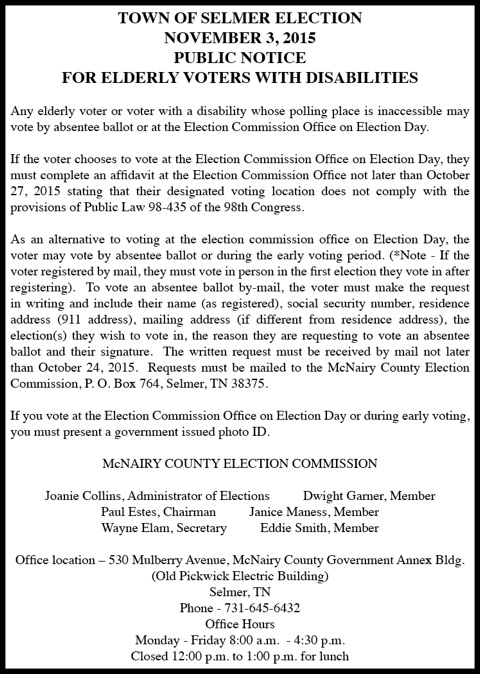 Town of Selmer-Elderly Voters