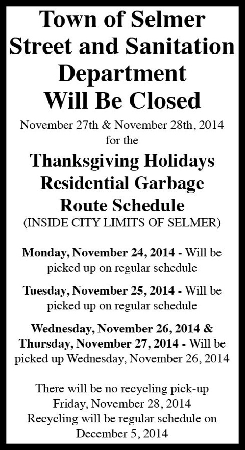 Town of Selmer-Garbage Dept